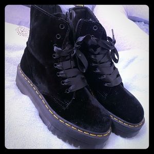 Dr Martens Velvet Platform Boots